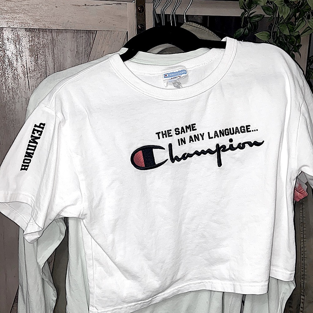 NWOT!! Limited Edition Bright White Crop Champion Tee